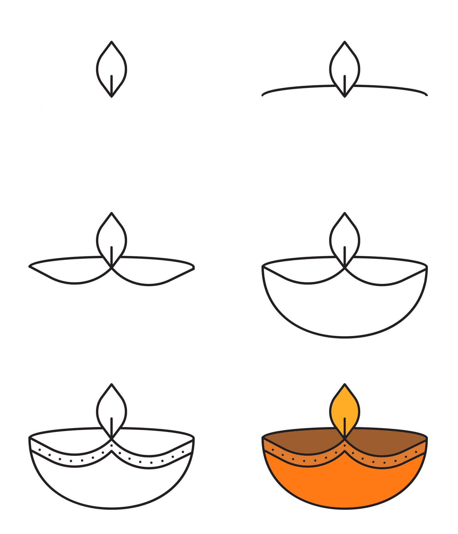 Diwali lamps (2) Drawing Ideas