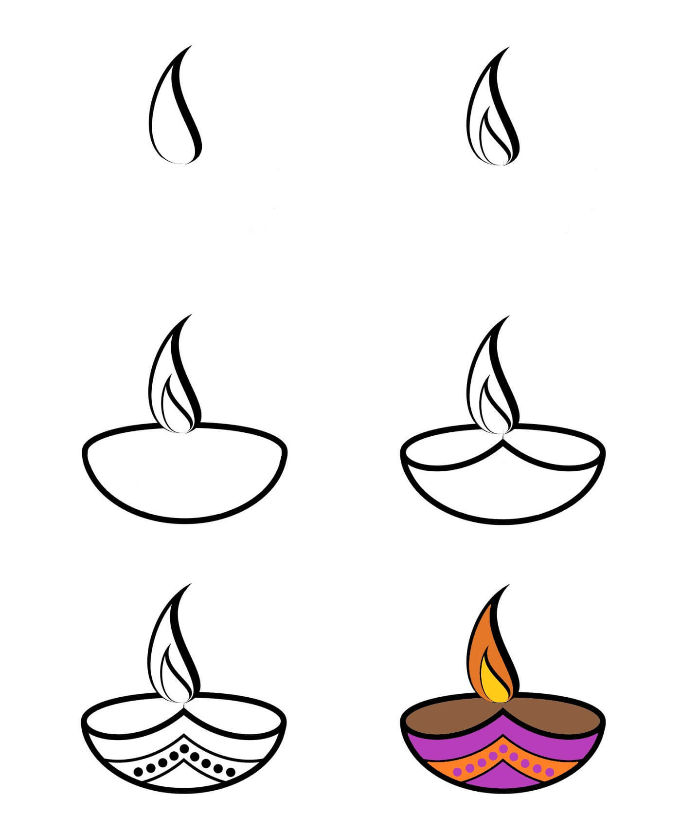 Diwali lamps (5) Drawing Ideas