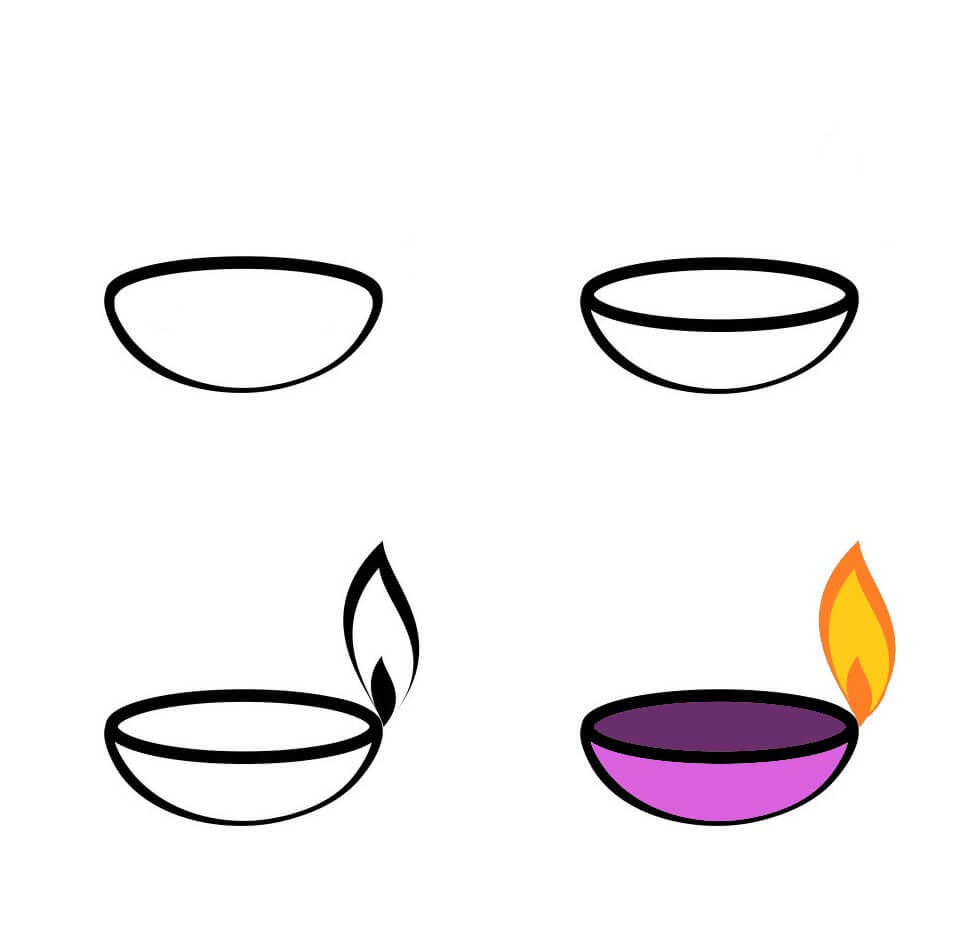 Diwali lamps (6) Drawing Ideas