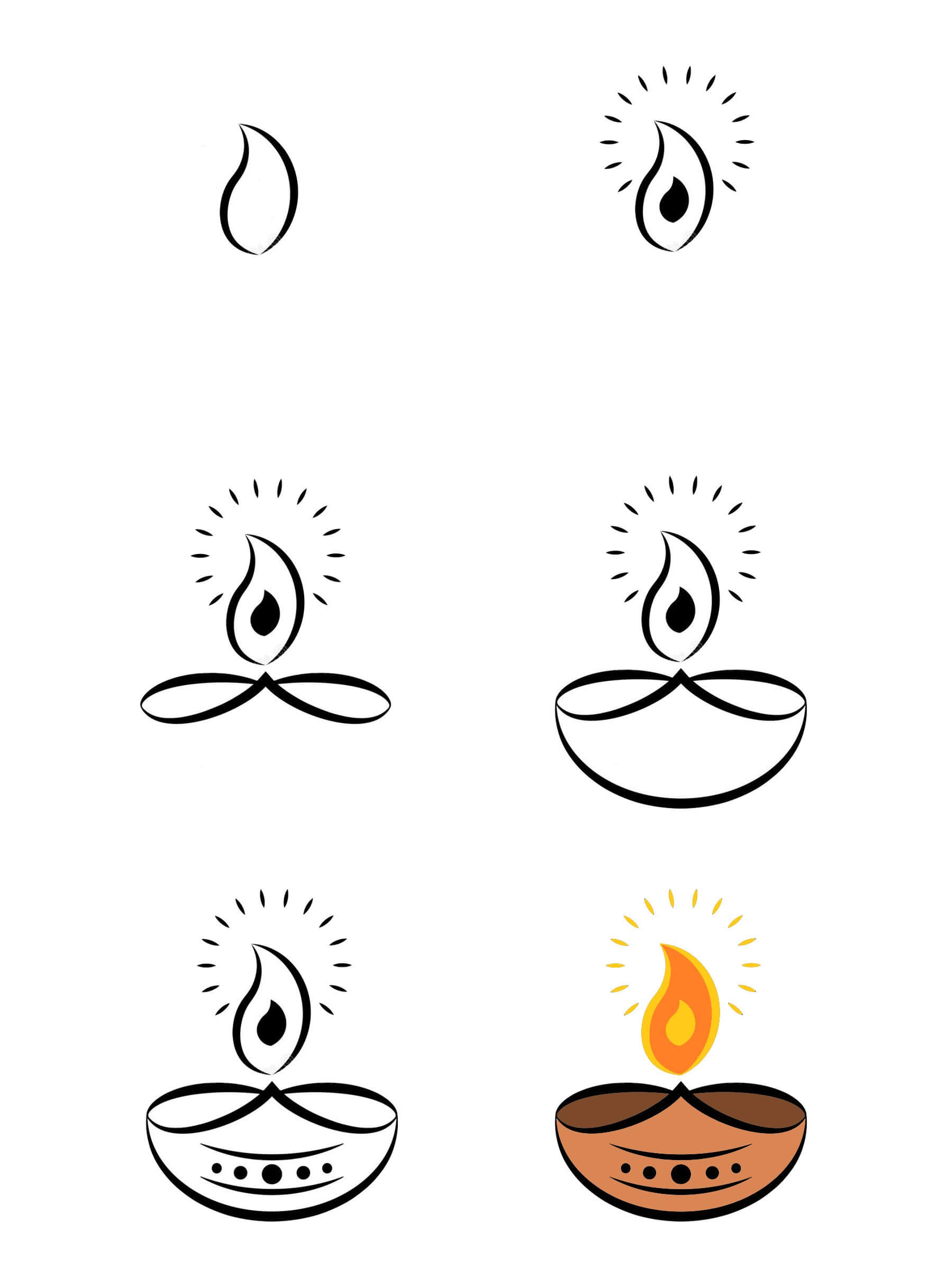 Diwali lamps (7) Drawing Ideas