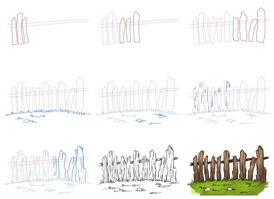 How to draw Fence idea (12)