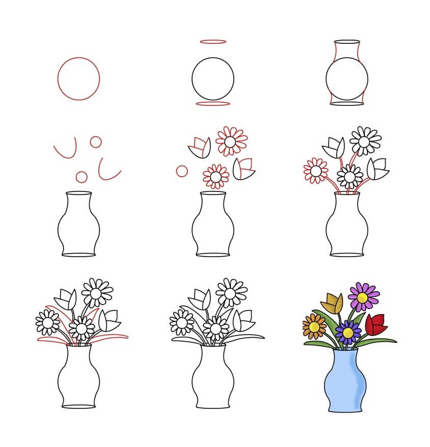 How to draw Flower vase idea (18)