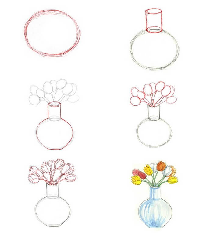 Flower vase idea (20) Drawing Ideas