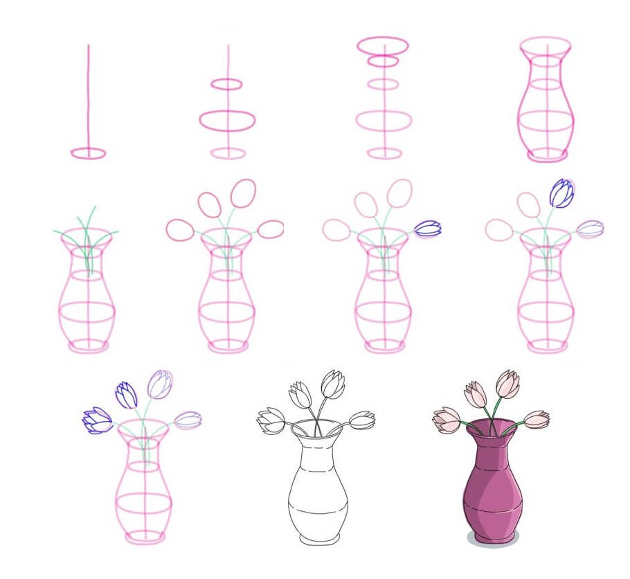 Flower vase idea (22) Drawing Ideas