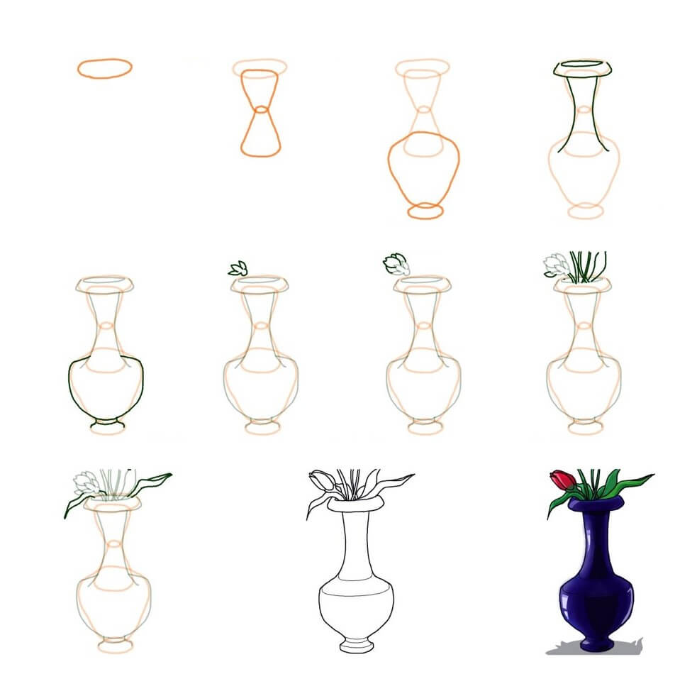 Flower vase idea (24) Drawing Ideas