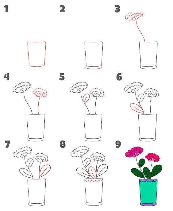 How to draw Flower vase idea (4)