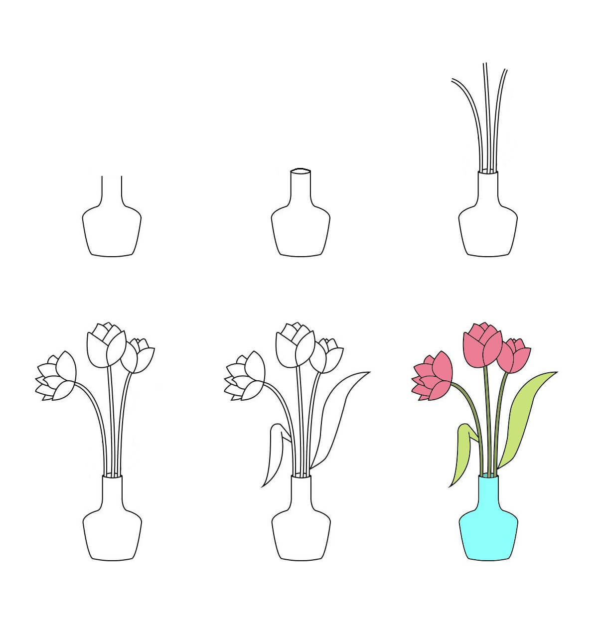 How to draw Flower vase idea (5)