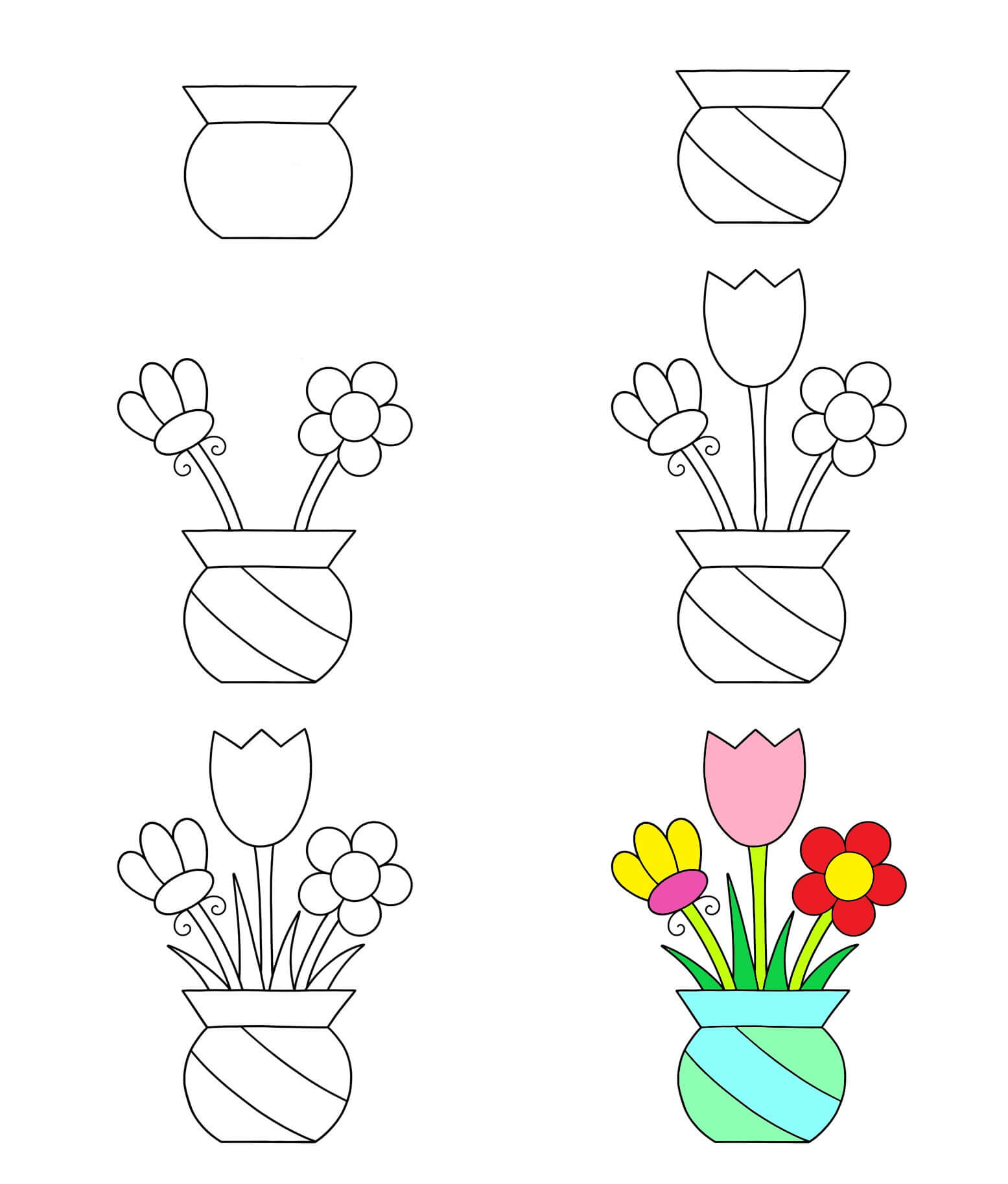 How to draw Flower vase idea (6)