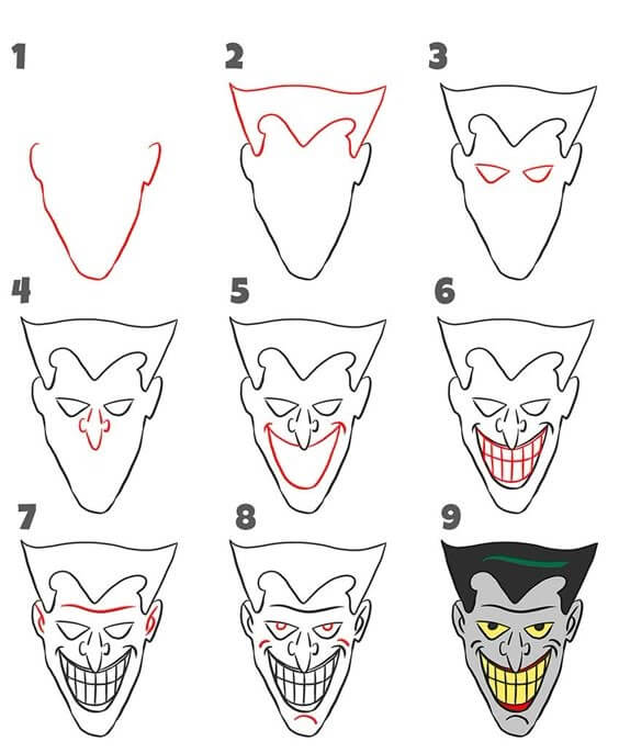 Joker face Drawing Ideas