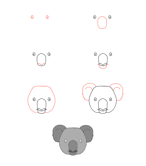 How to draw Koala face