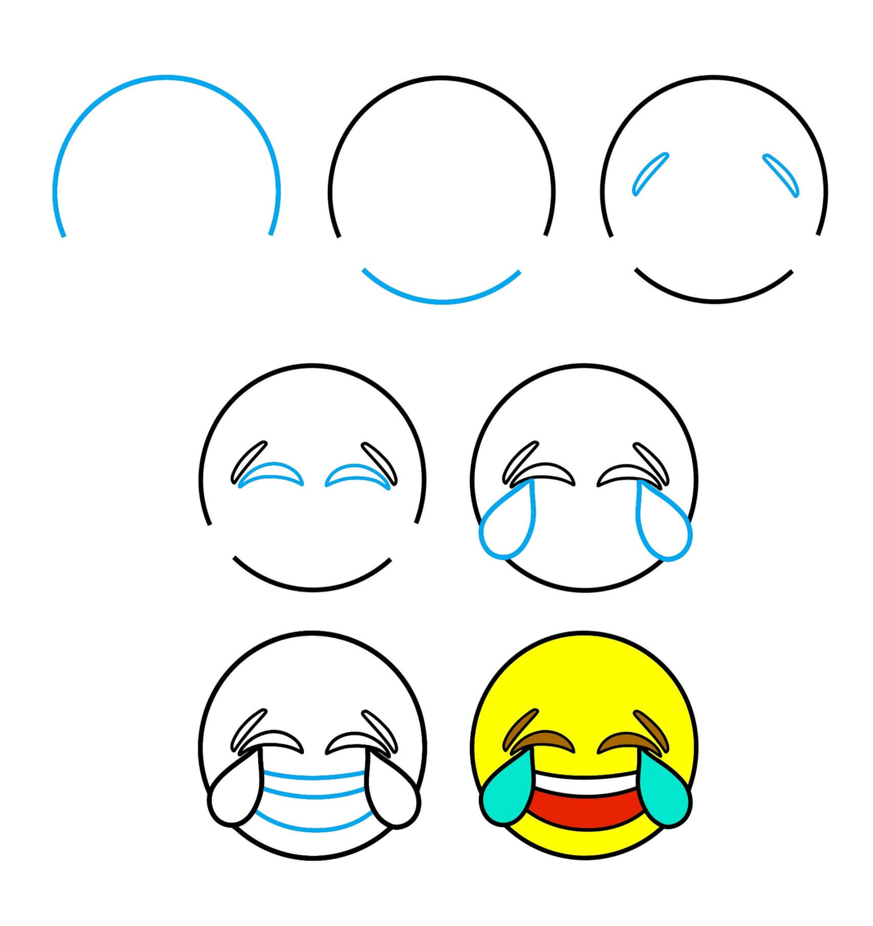 How to draw Laugh emoji (1)