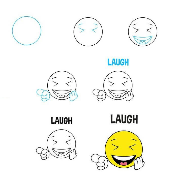 How to draw Laugh emoji (2)