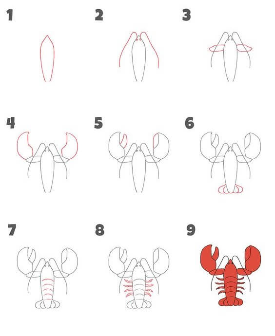 How to draw Lobster idea (10)