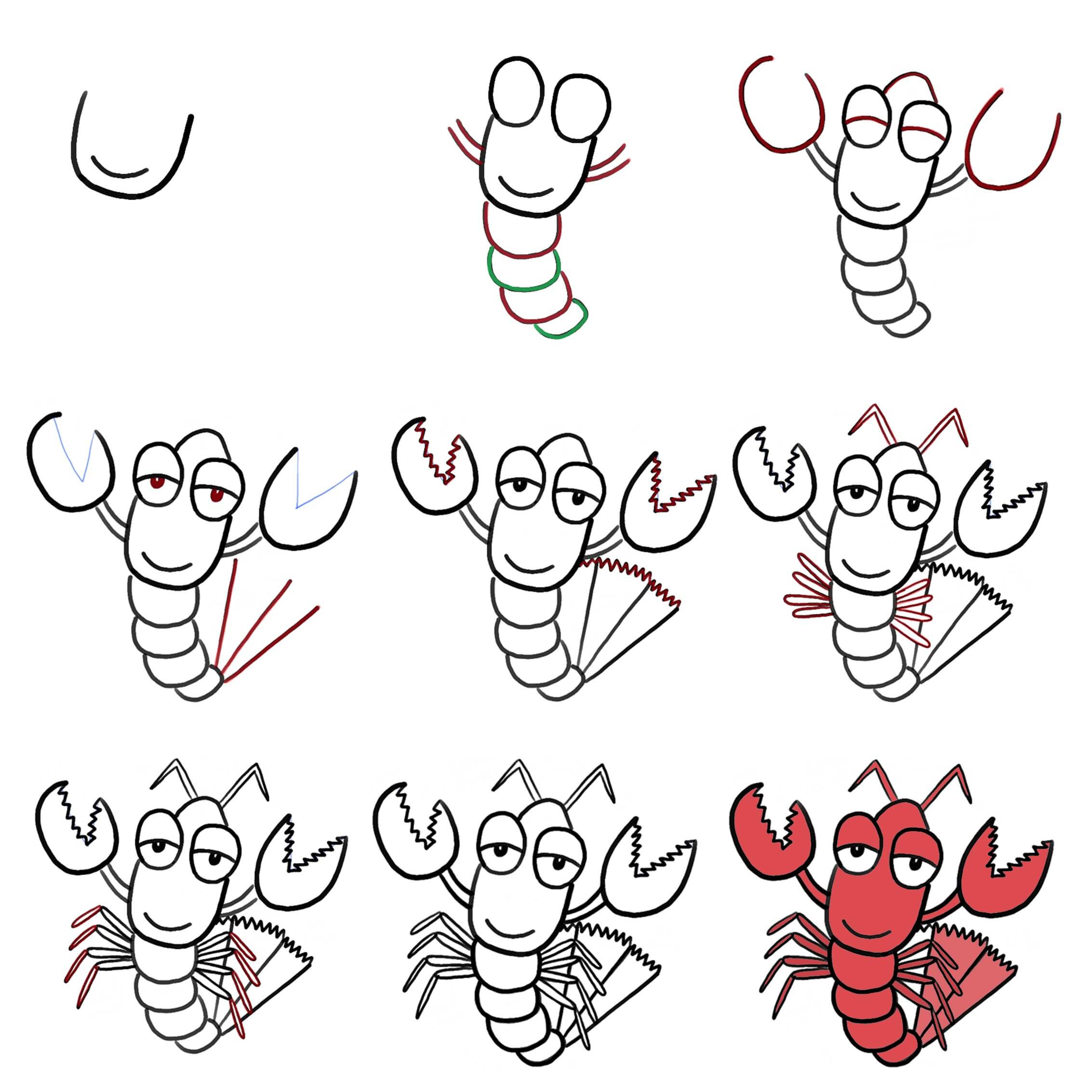 How to draw Lobster idea (14)