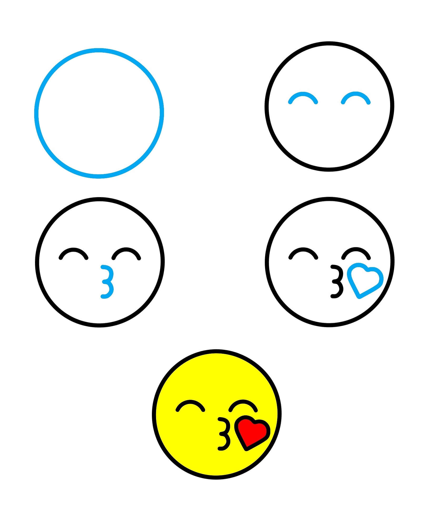 How to draw Love kiss emoji