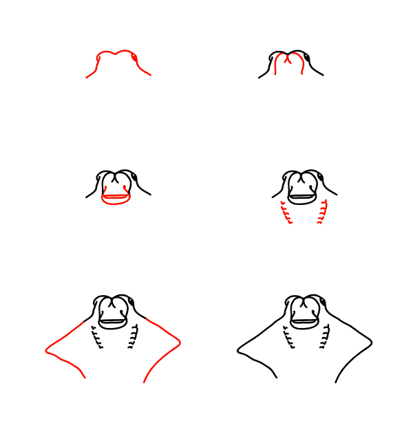 How to draw Manta ray face