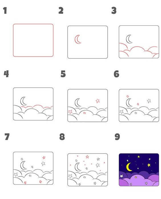 How to draw Night Sky ideas (1)