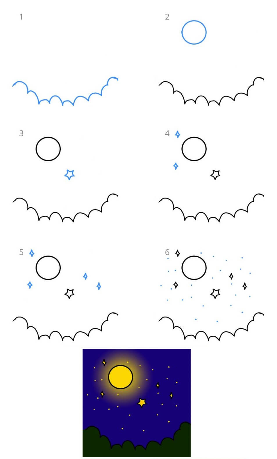 How to draw Night Sky ideas (5)