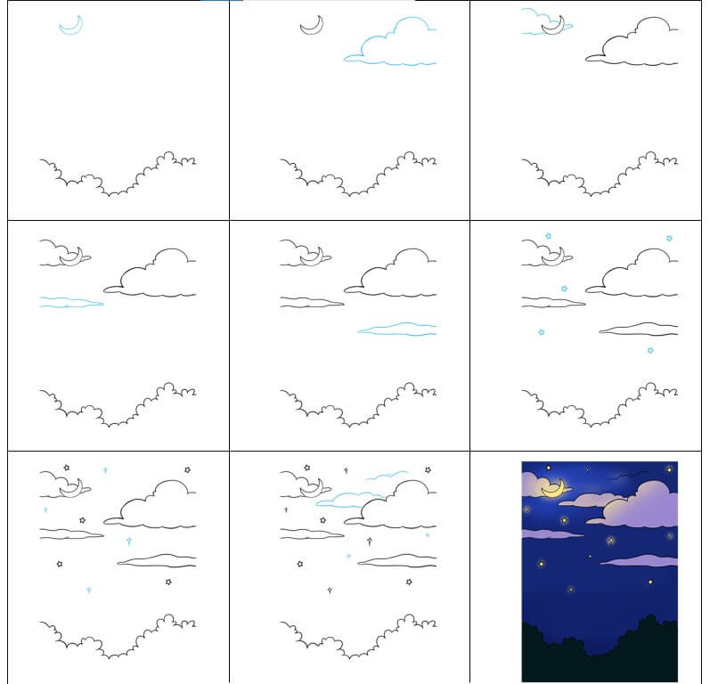 How to draw Night Sky ideas (6)