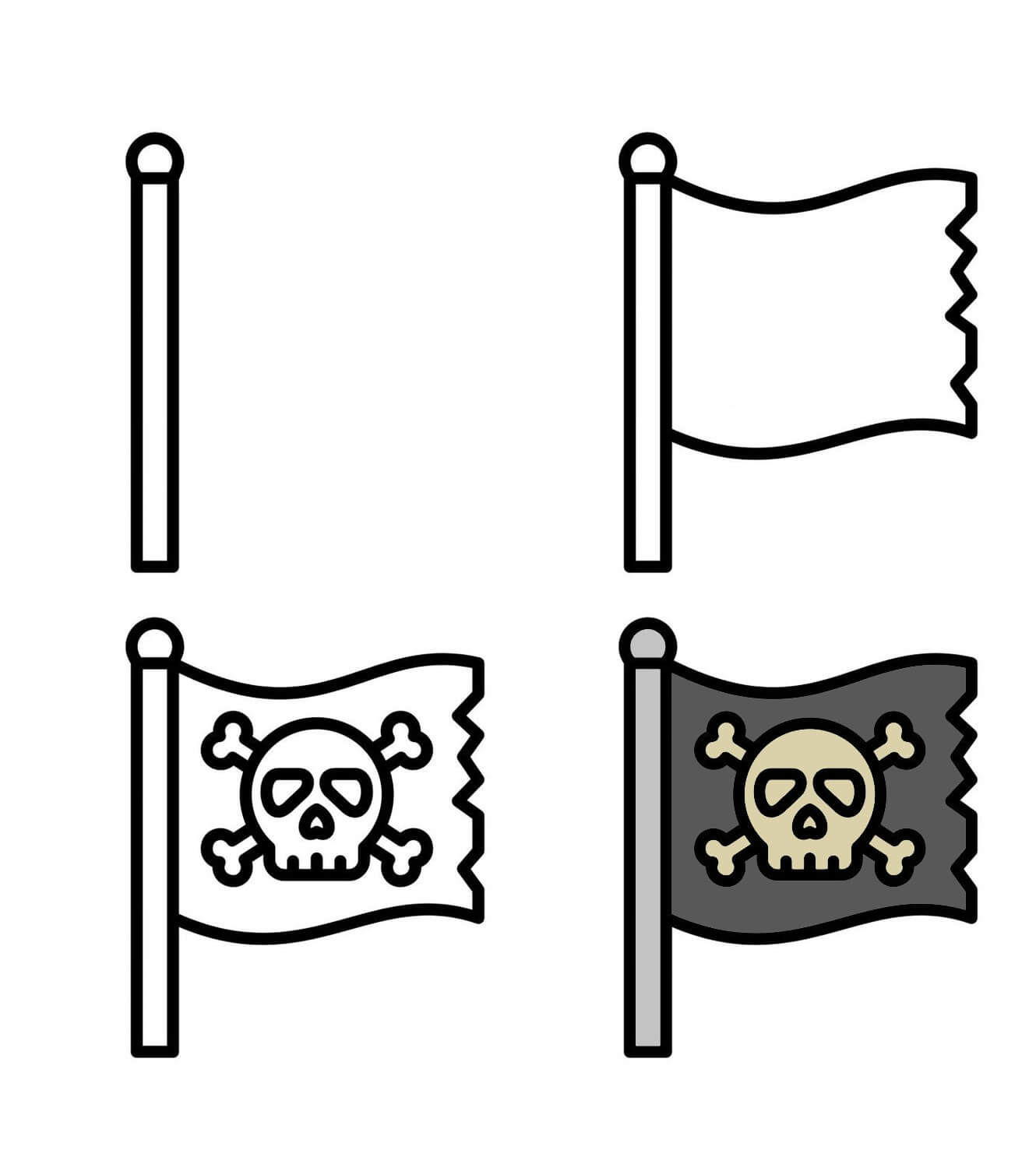 How to draw Pirate flag (1)