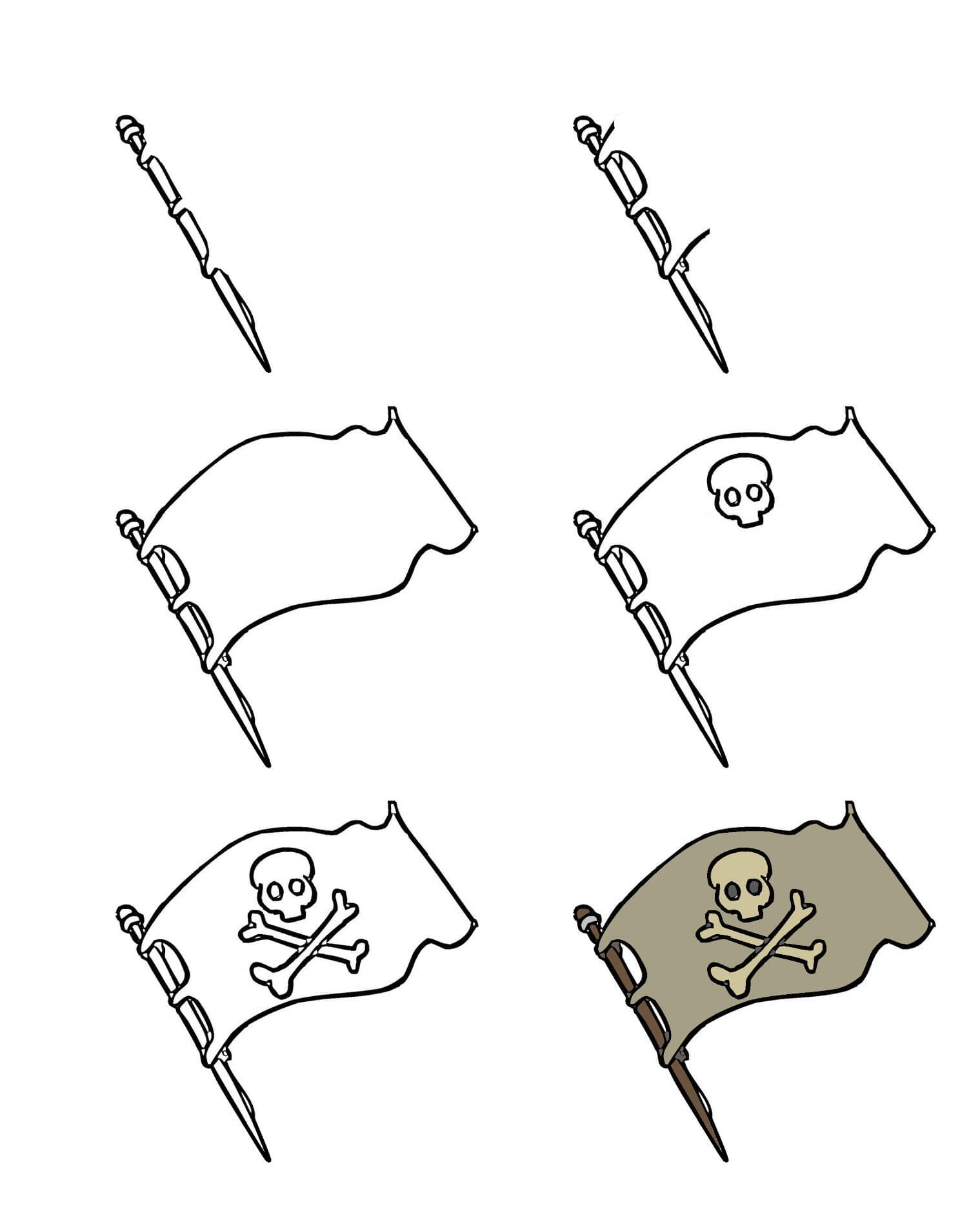 How to draw Pirate flag (2)