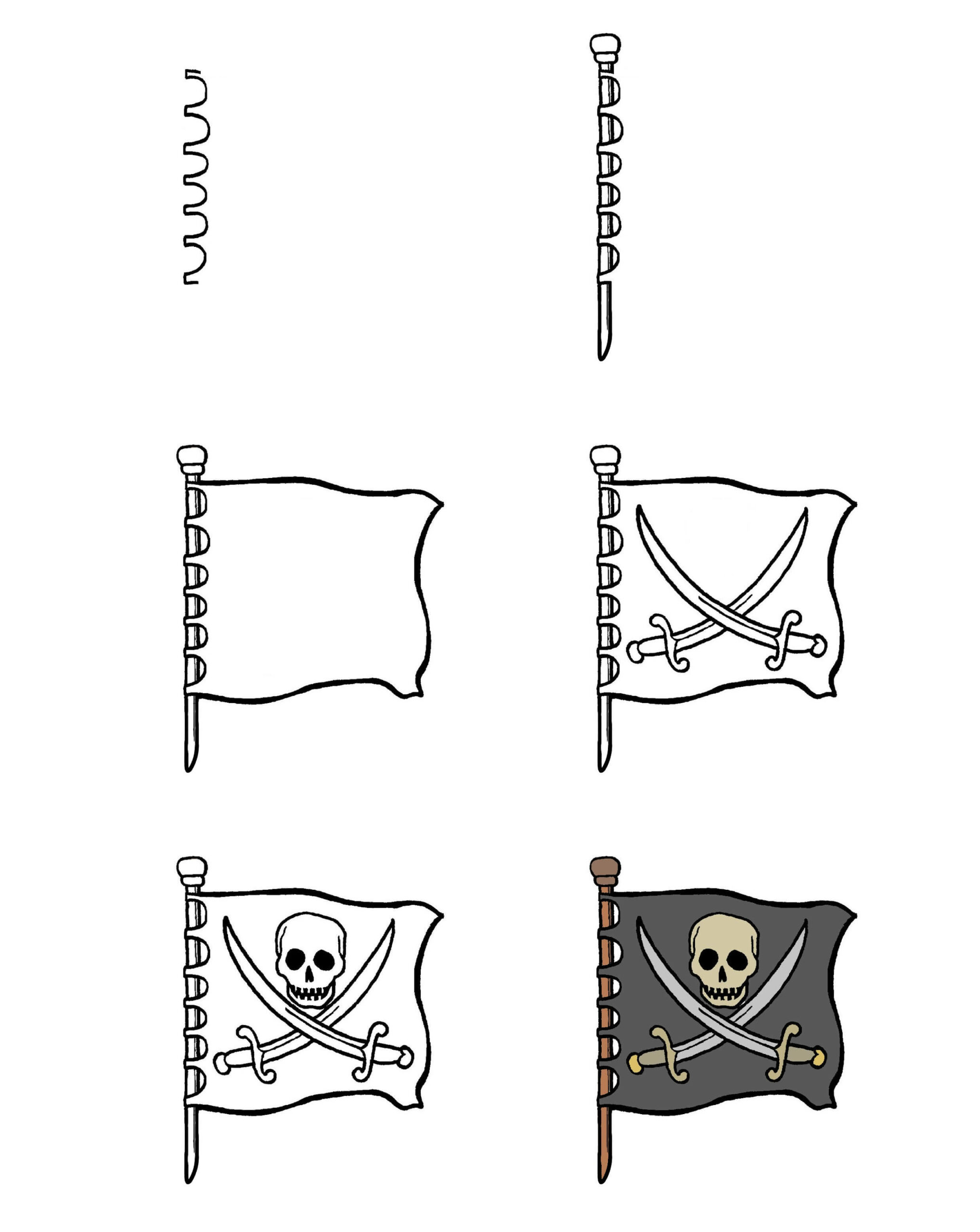 How to draw Pirate flag (3)