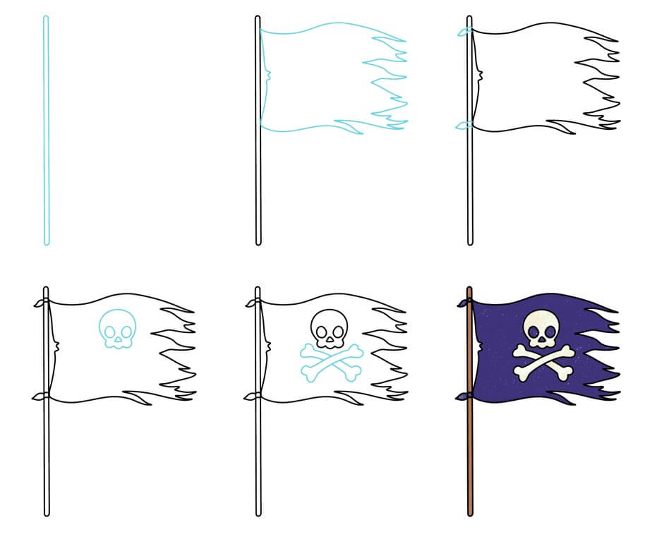 How to draw Pirate flag (4)