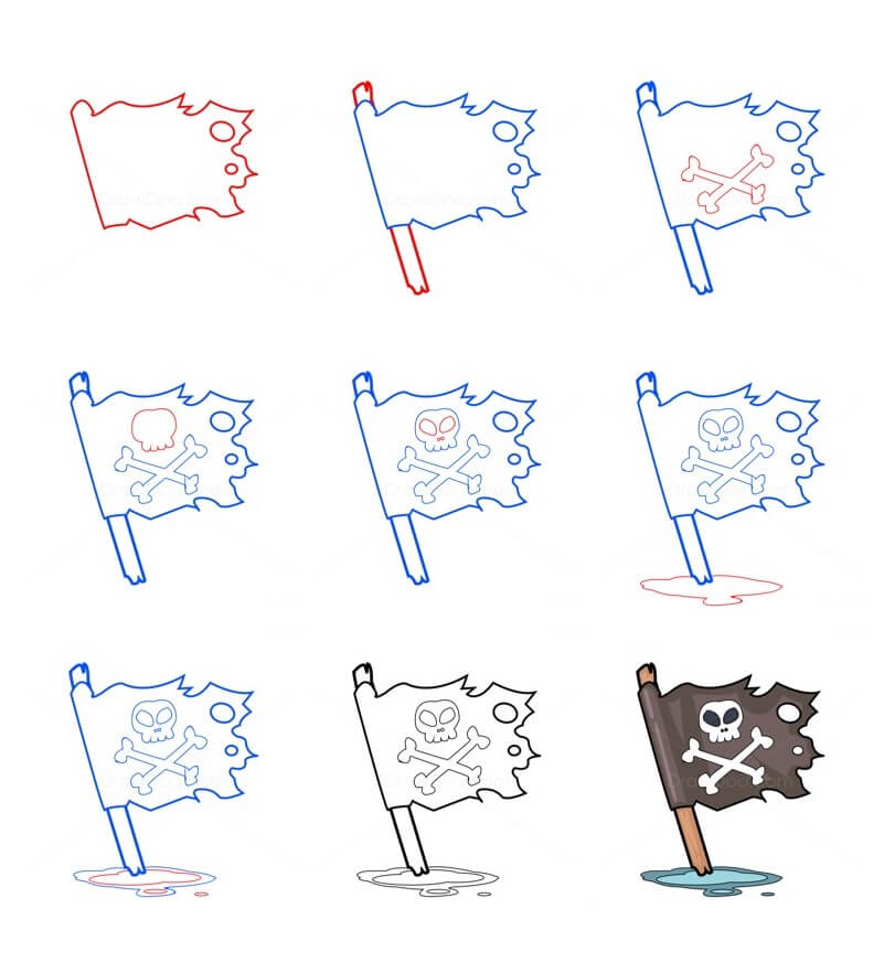 How to draw Pirate flag (5)