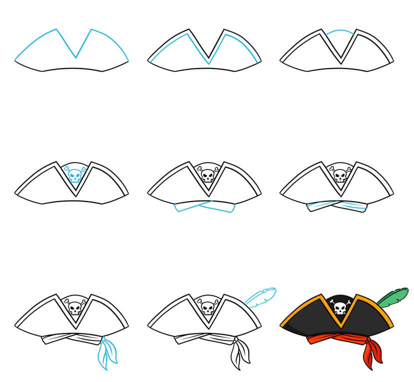 How to draw Pirate Hat (1)