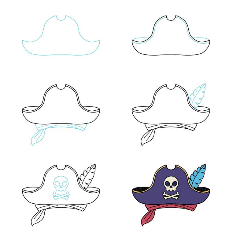 How to draw Pirate Hat (2)