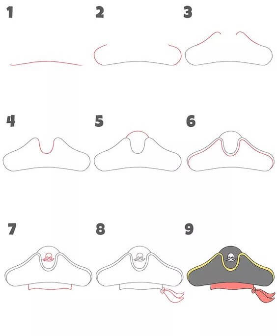 How to draw Pirate Hat (5)