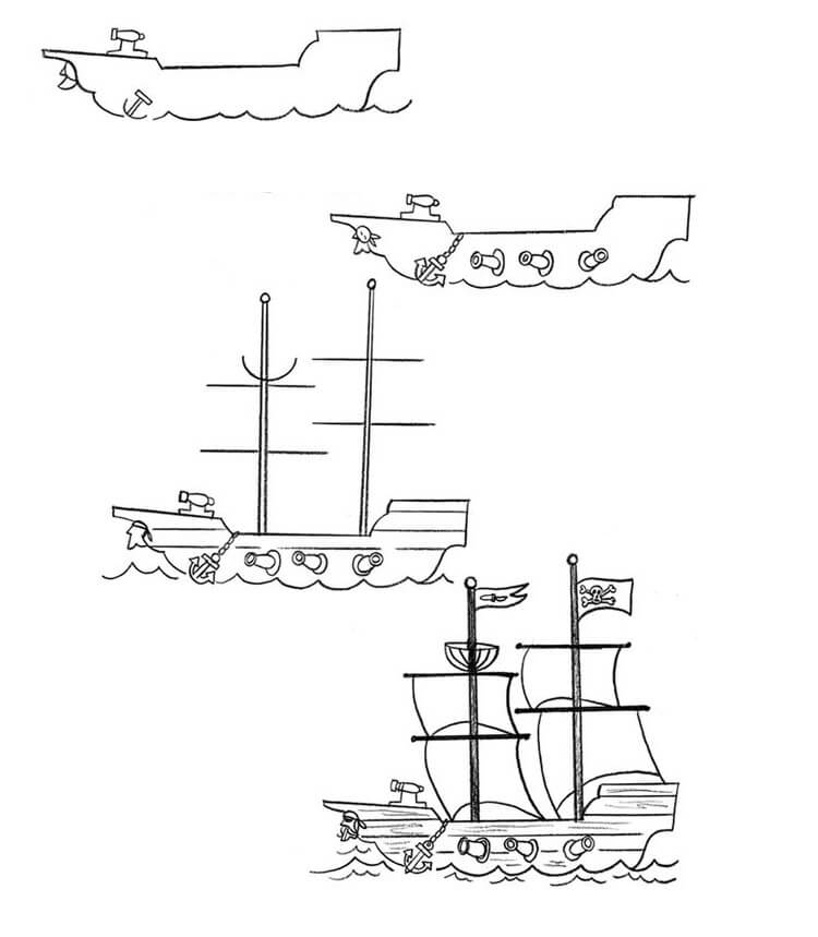 How to draw Pirate ship idea (6)