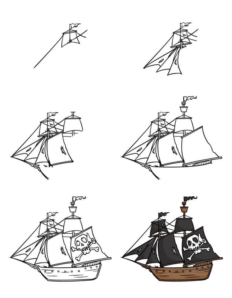 How to draw Pirate ship idea (9)