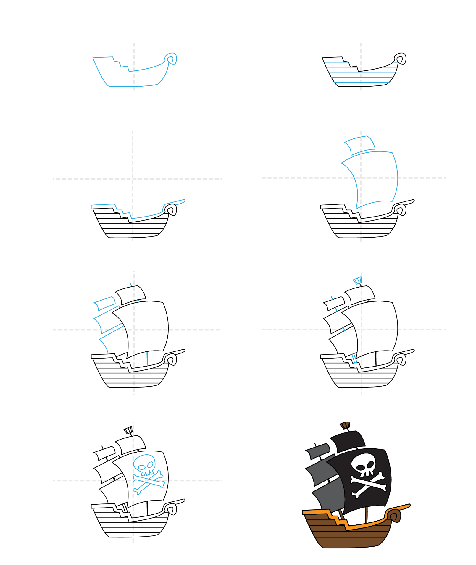 How to draw Pirate ship simple (1)