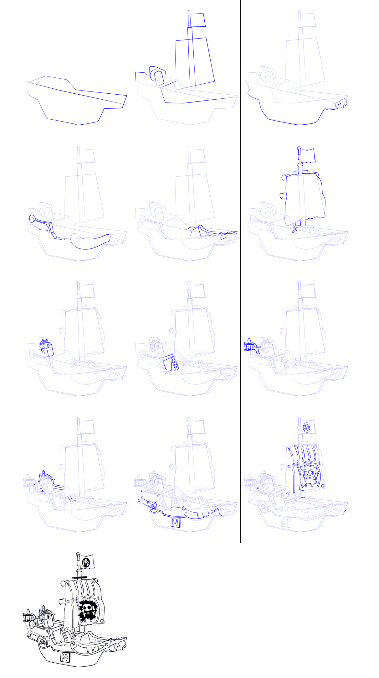 How to draw Pirate ship simple (2)