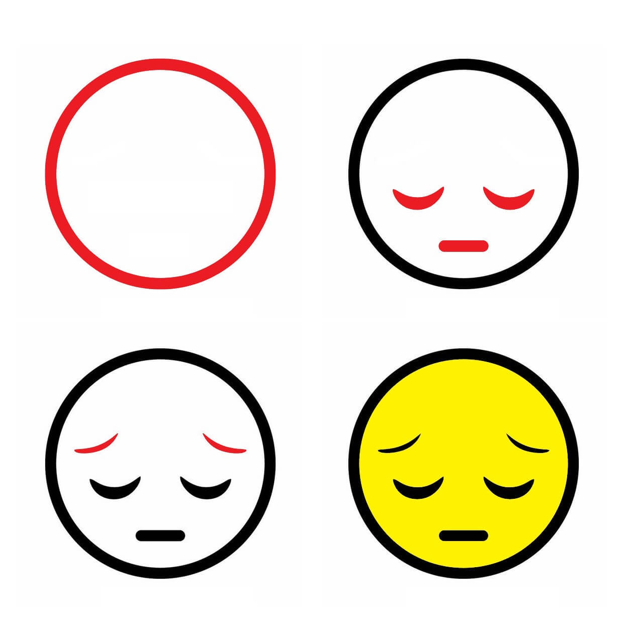 How to draw Sad face emoji