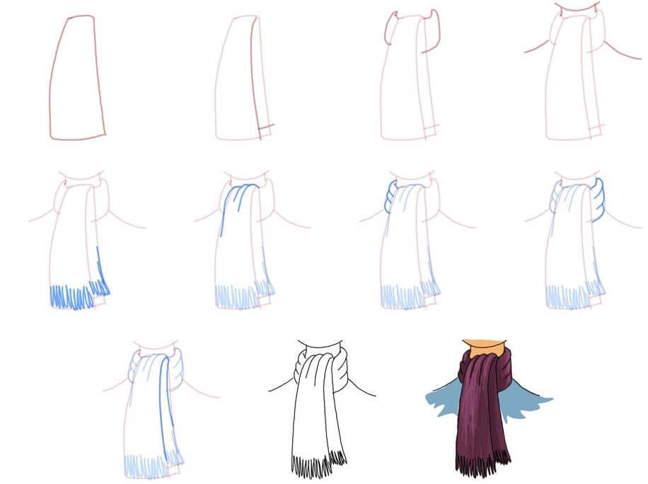 How to draw Scarf idea (16)