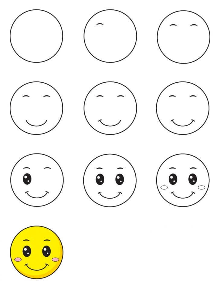 How to draw Smiling emoji (1)