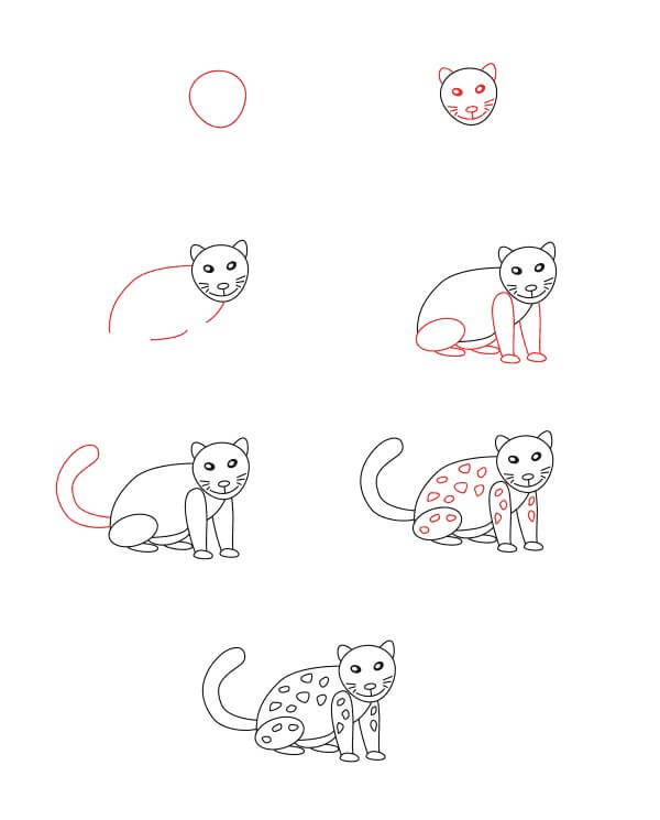 How to draw Snow-Leopard for kid