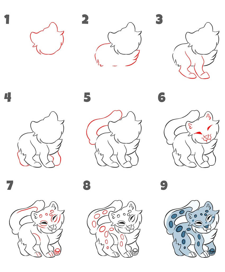 How to draw Snow Leopard idea (11)