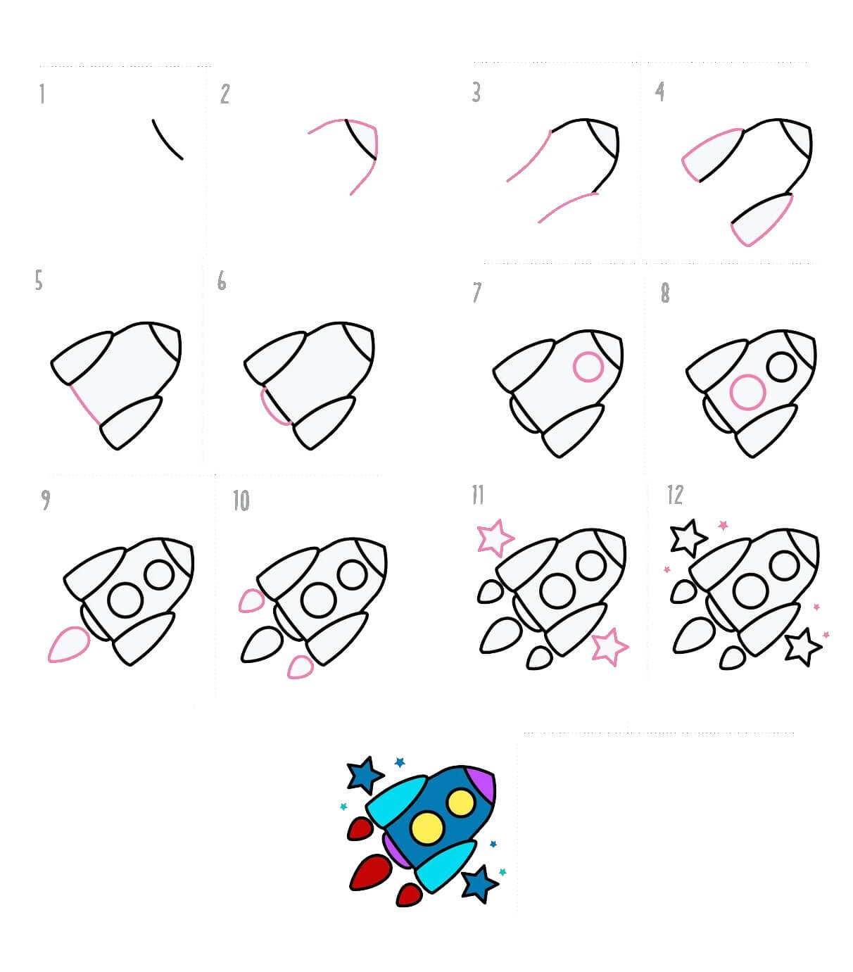 How to draw Spaceship idea (1)