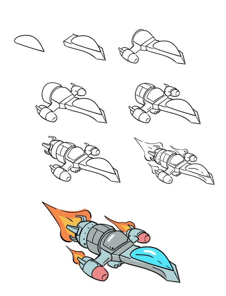 How to draw Spaceship idea (40)