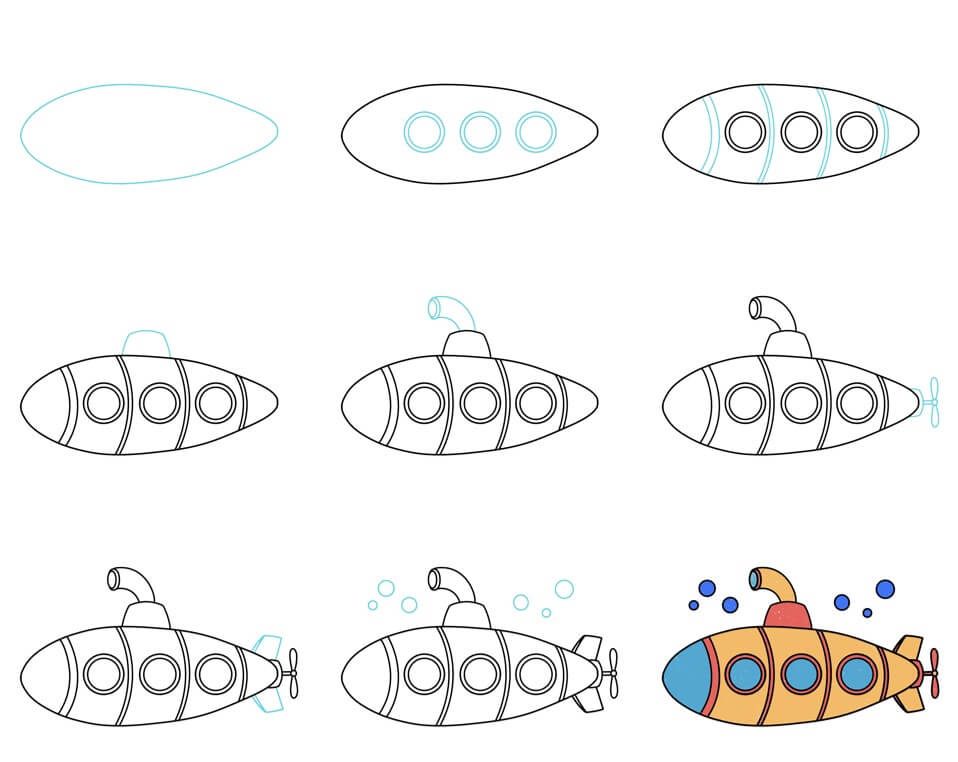 How to draw Submarine idea (17)