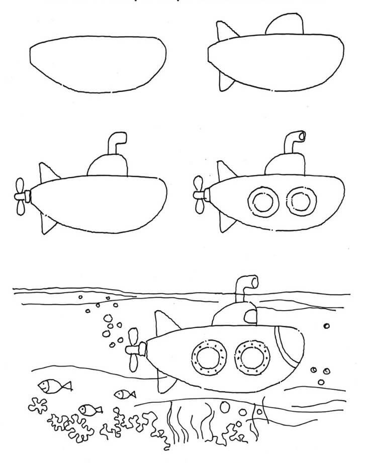 How to draw Submarine idea (2)