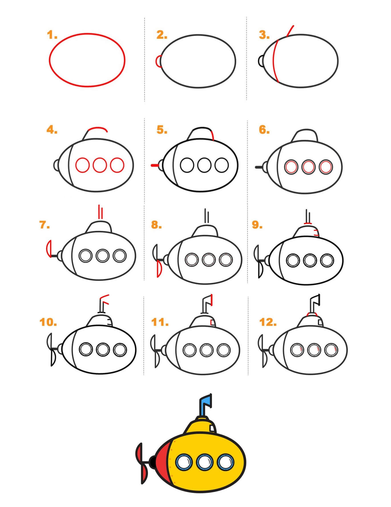 How to draw Submarine idea (22)