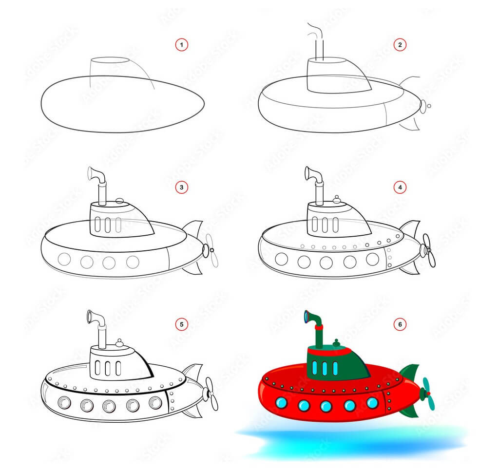 How to draw Submarine idea (5)