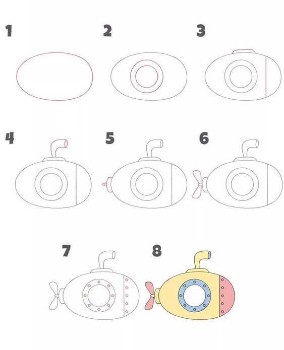 How to draw Submarine idea (7)