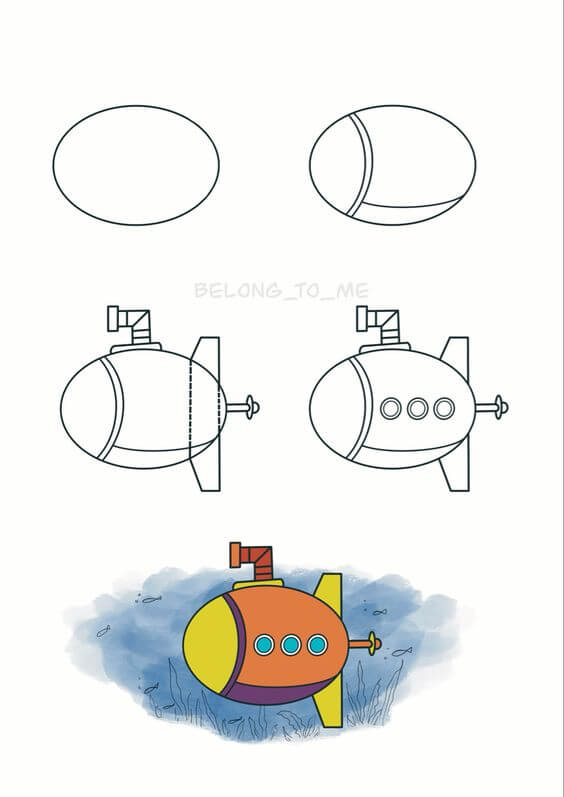 How to draw Submarine idea (8)