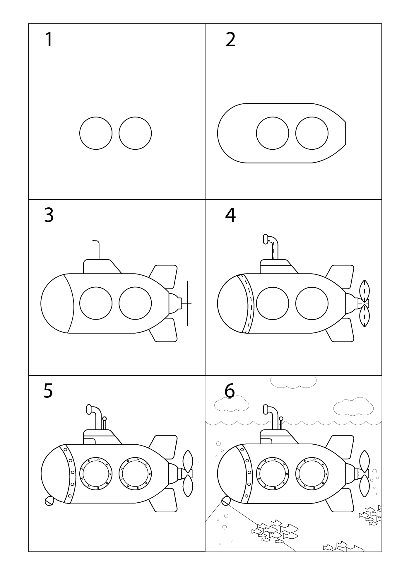 How to draw Submarine simple