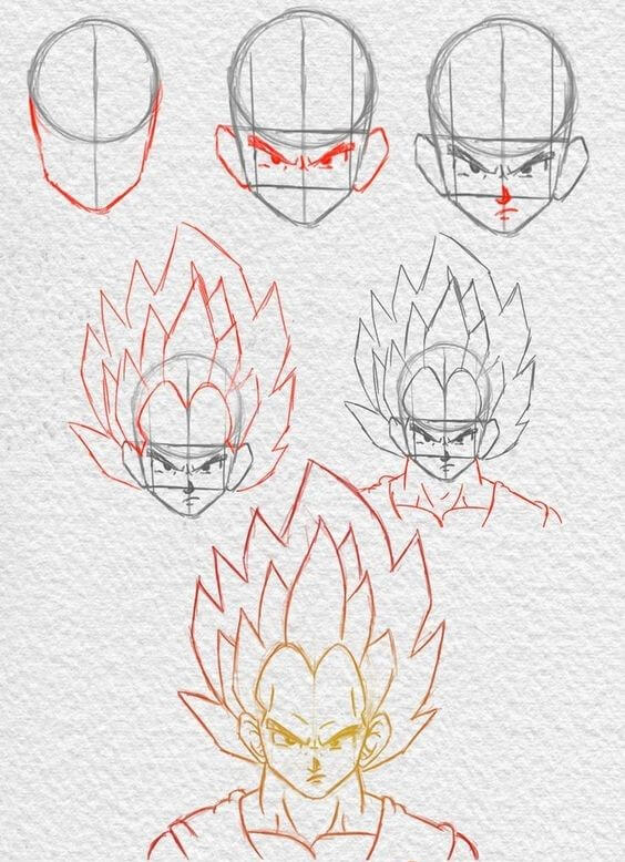 How to draw Vegeta idea (14)